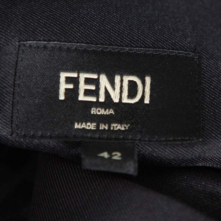 Pre Owned Fendi Black Zucca Gradient Printed Silk Short Sleeve Shirt XL 