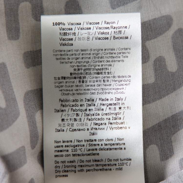 Pre Owned Fendi Brown Silk All Over Logo Printed Short Sleeve Shirt M