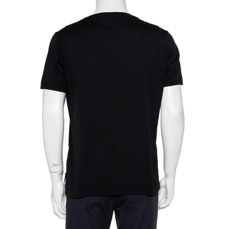 Pre Owned Fendi Black Cotton Diabolic Eyes Embellished T-Shirt XL