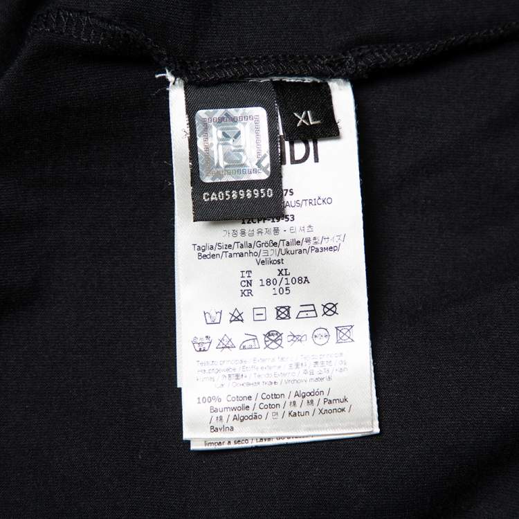 Pre Owned Fendi Black Cotton Diabolic Eyes Embellished T-Shirt XL