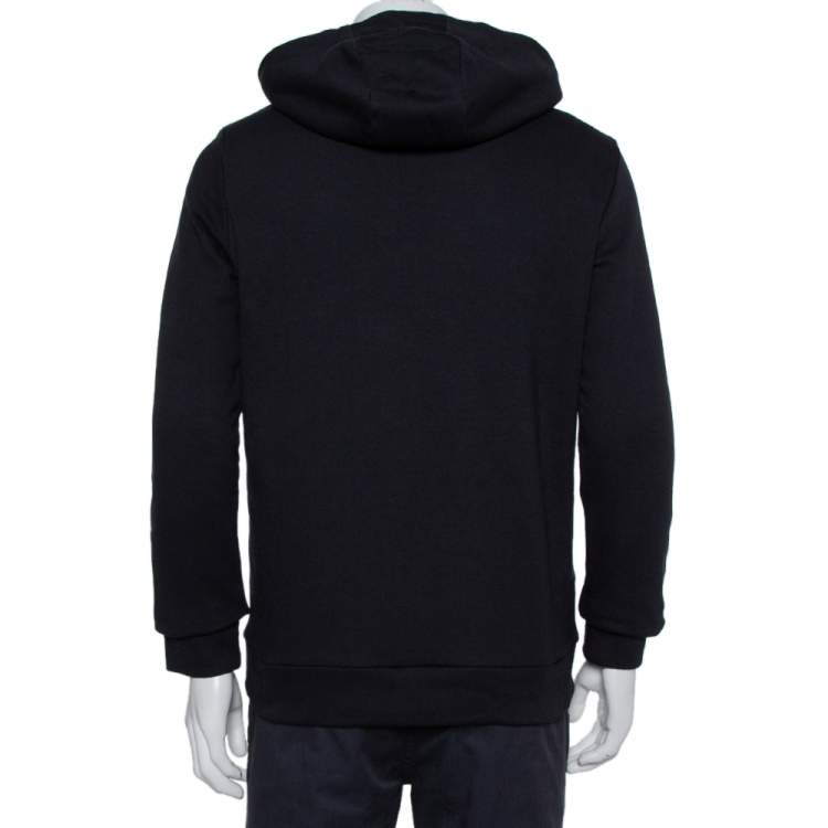 Pre Owned Fendi Black Bag Bugs Appliqué Cotton Hooded Sweatshirt S