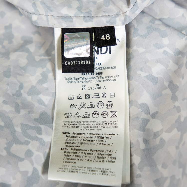Pre Owned Fendi Grey Bag Bugs Printed Synthetic Monster Eye Patch Detail Hooded Jacket S 