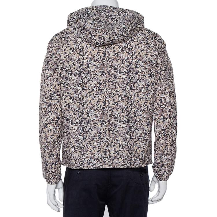 Pre Owned Fendi Grey Bag Bugs Printed Synthetic Monster Eye Patch Detail Hooded Jacket S 