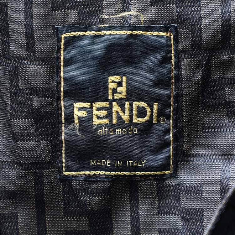 Pre Owned Fendi Brown Zucca Monogram Double Breasted Coat L