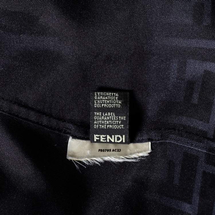 Pre Owned Fendi Black Silk Logo Printed Hem Detail Short Sleeve Shirt XL