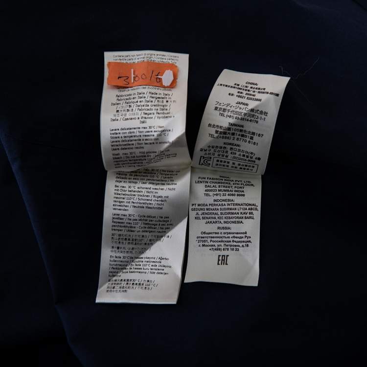 Pre Owned Fendi Navy Blue Cotton Zucca Monogram Collar Detail Shirt XL