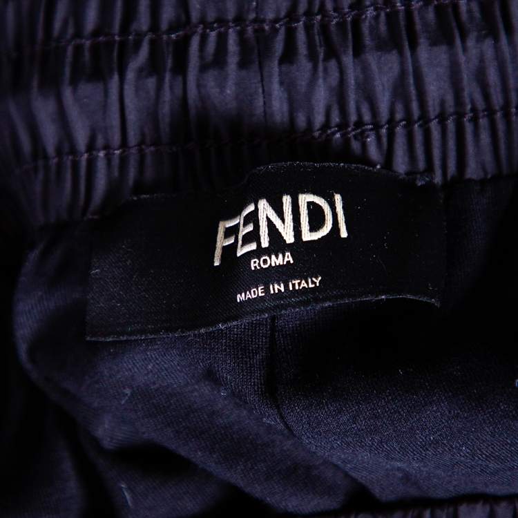 Pre Owned Fendi Black Synthetic Monogram & Pequin Motif Track Pants XXL 