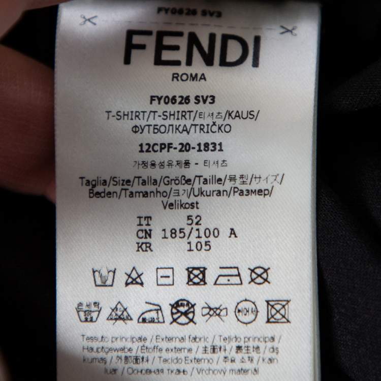 Pre Owned Fendi Black Cotton Bag Bug Leather Inlay Detailed Short Sleeve T-Shirt XL
