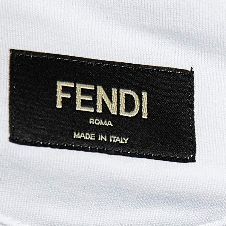 Pre Owned Fendi White Paint Logo Love Printed Cotton Crewneck T-Shirt M
