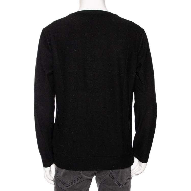 Pre Owned Fendi Black Monster Wool & Mohair Jacquard Sweater XL