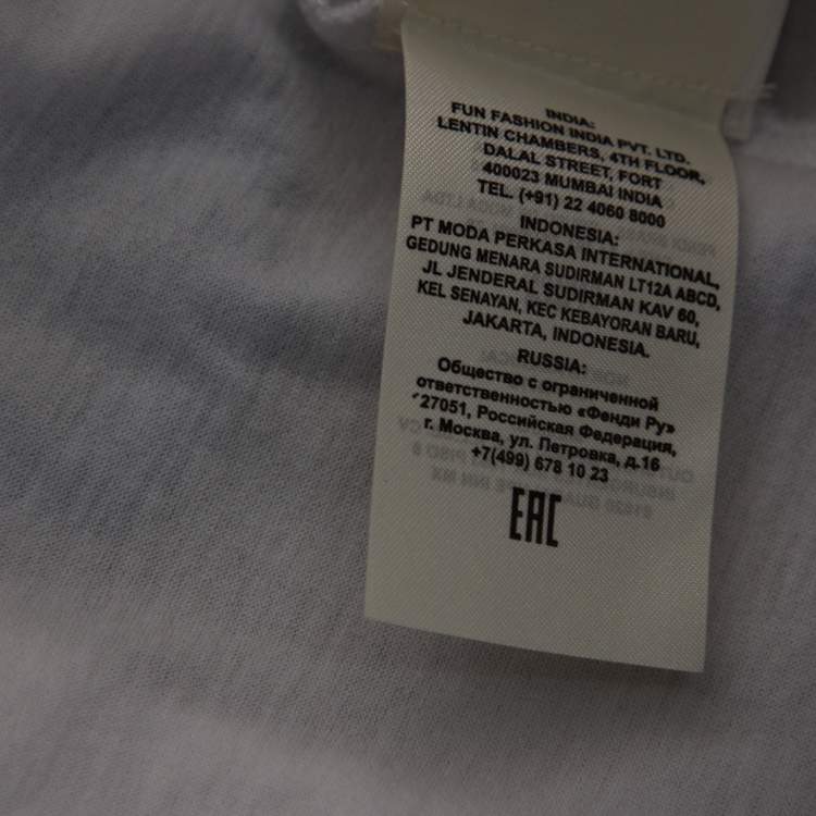 Pre Owned Fendi White Cotton Face Patch Appliqued Short Sleeve T-Shirt L