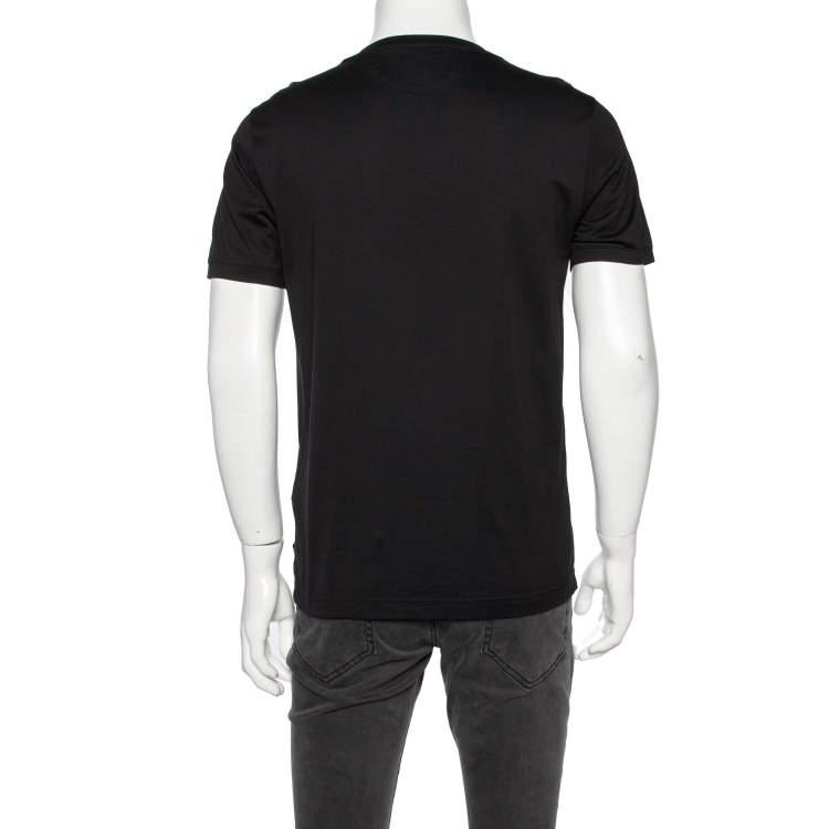 Pre Owned Fendi Black Cotton Monster Logo Appliqued Short Sleeve T-Shirt L 