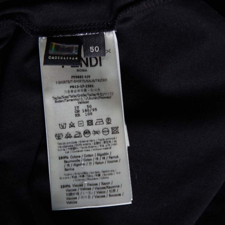 Pre Owned Fendi Black Cotton Monster Logo Appliqued Short Sleeve T-Shirt L 