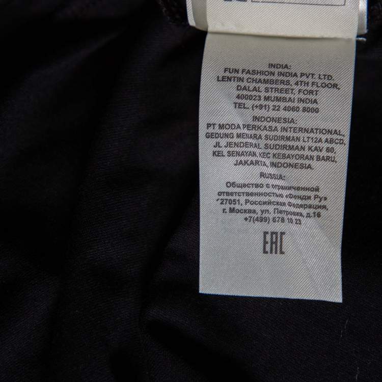 Pre Owned Fendi Black Cotton Monster Logo Appliqued Short Sleeve T-Shirt L 