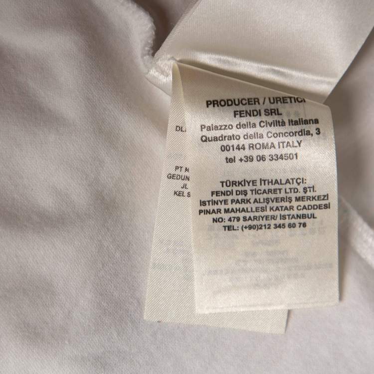 Pre Owned Fendi White Cotton Knit Logo Print Detail T-Shirt L