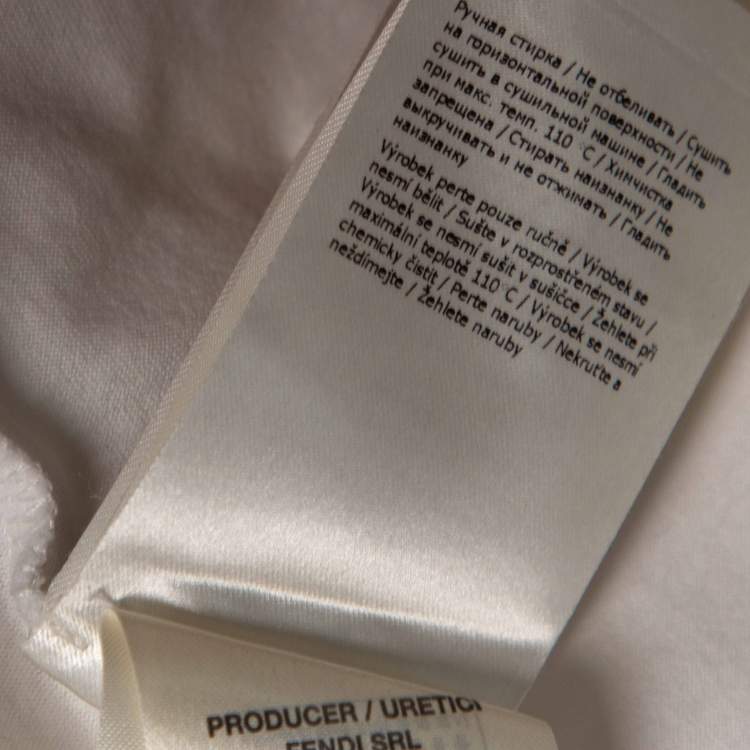 Pre Owned Fendi White Cotton Knit Logo Print Detail T-Shirt L