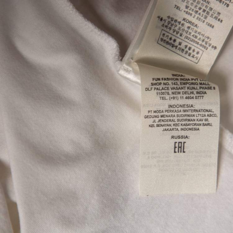 Pre Owned Fendi White Cotton Knit Logo Print Detail T-Shirt L