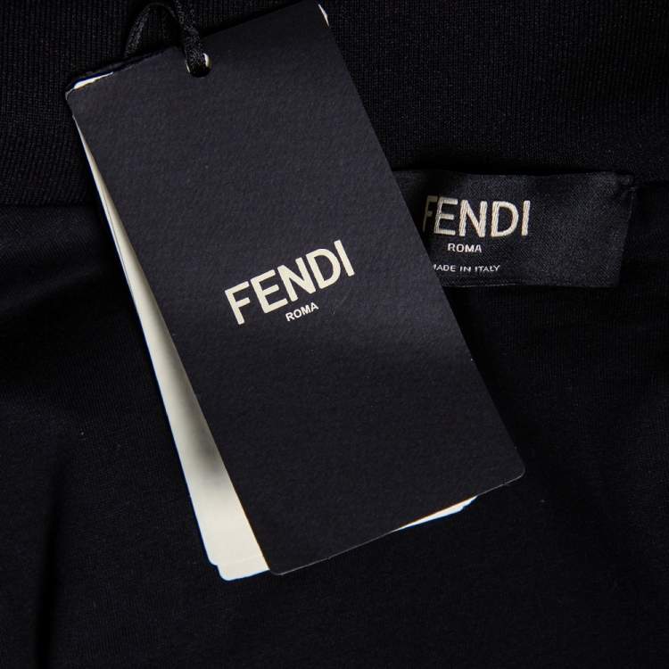 مملوكة مسبقًا Fendi Black Jersey Knit Color Block Hooded Sweatshirt L