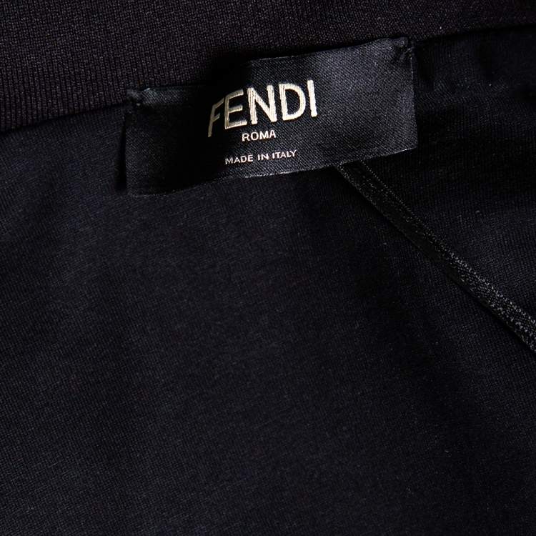 مملوكة مسبقًا Fendi Black Jersey Knit Color Block Hooded Sweatshirt L
