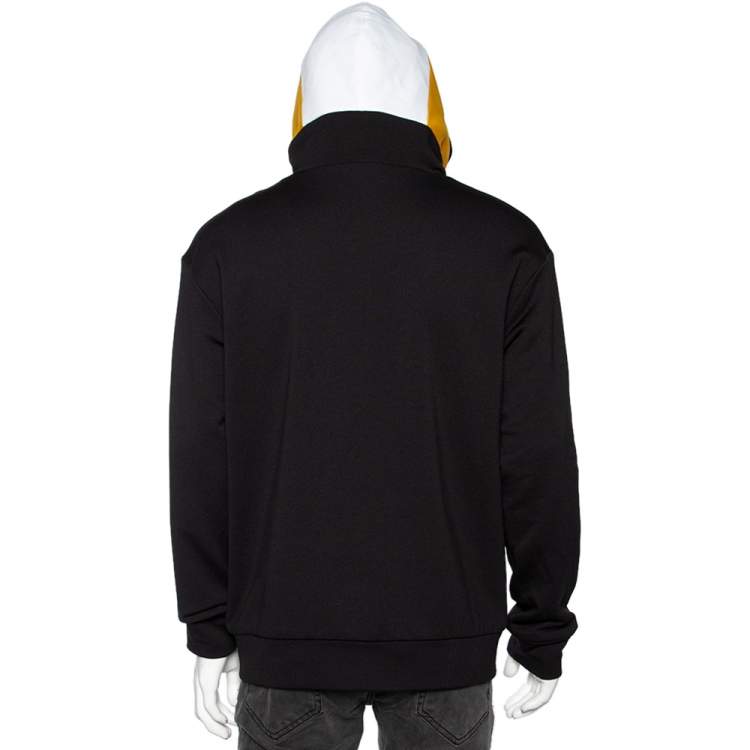 مملوكة مسبقًا Fendi Black Jersey Knit Color Block Hooded Sweatshirt L