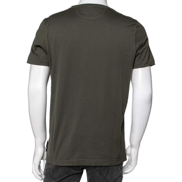 Pre Owned Fendi Green Embellished Cotton Short Sleeve T-Shirt M 