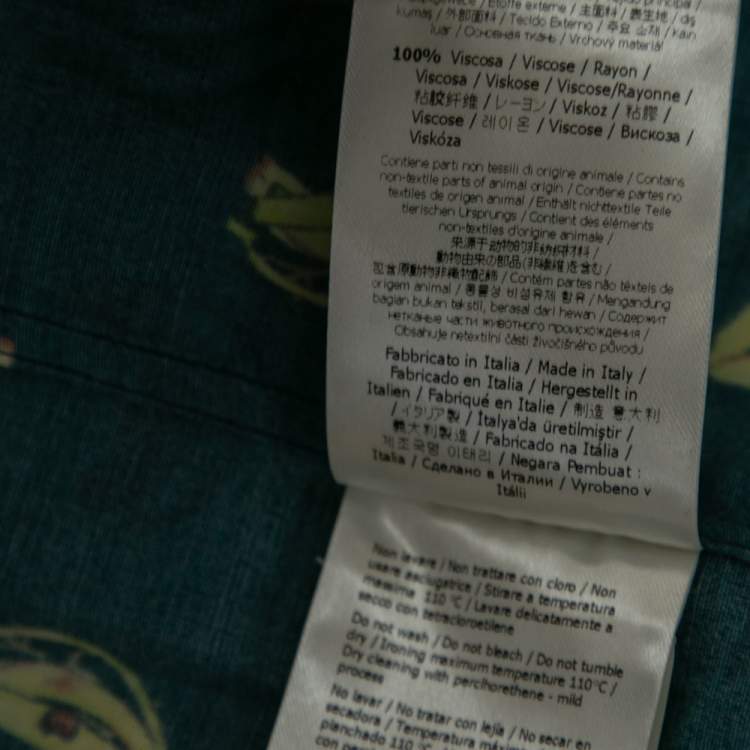 Pre Owned Fendi Blue Synthetic Banana Printed Button Front Bowling Shirt XL