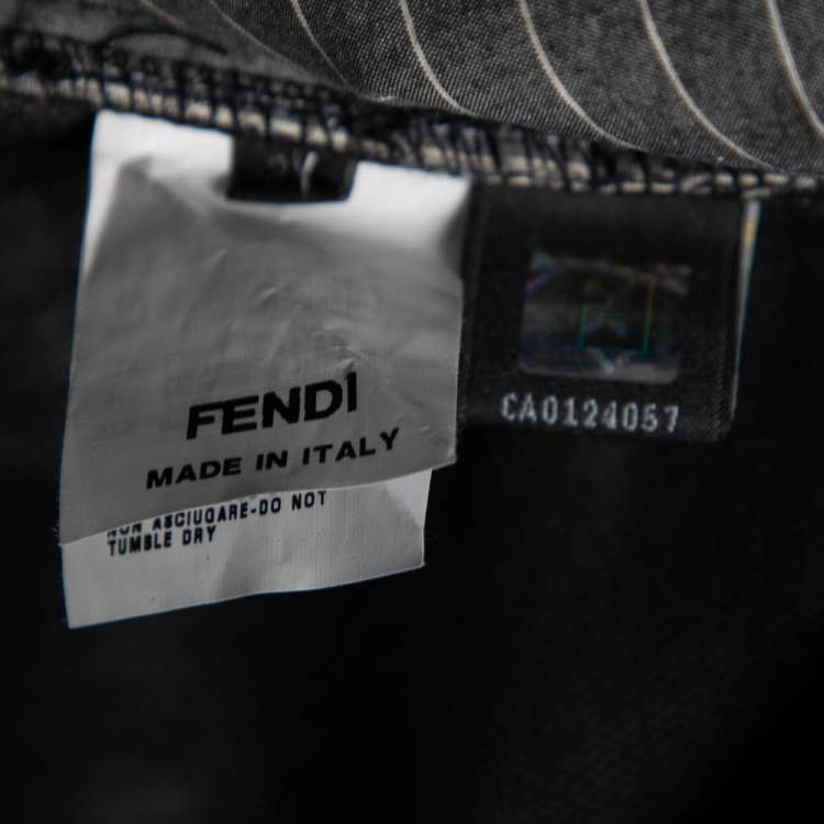 Pre Owned Fendi Black Leather Coated Denim Jeans XL 