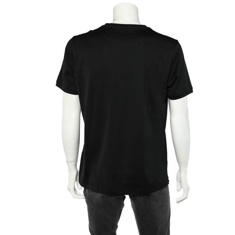 Pre Owned Fendi Black Cotton Monster Eye Patch Detail Crewneck T-Shirt XL