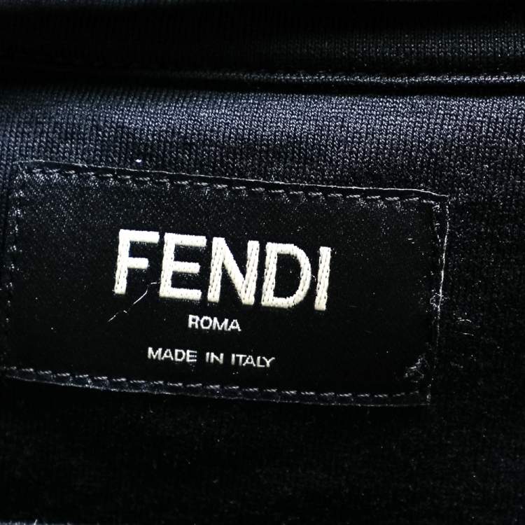 Pre Owned Fendi Black Cotton Monster Eye Patch Detail Crewneck T-Shirt XL