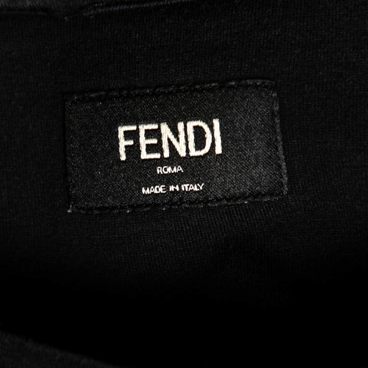 مملوكة مسبقًا Fendi Black Cotton Embroidered Logo Detail Short Sleeve T-Shirt XL