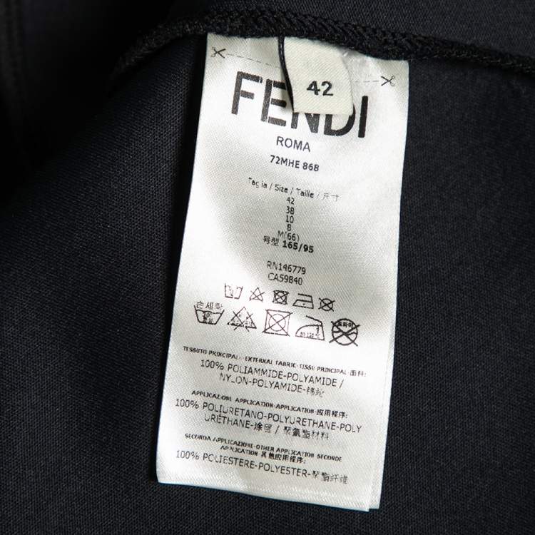 مملوكة مسبقًا Fendi Black Neoprene Reflective Logo Detailed Hoodie XXL