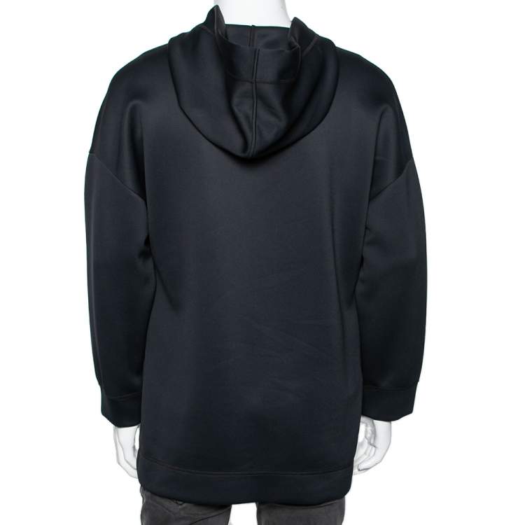 مملوكة مسبقًا Fendi Black Neoprene Reflective Logo Detailed Hoodie XXL