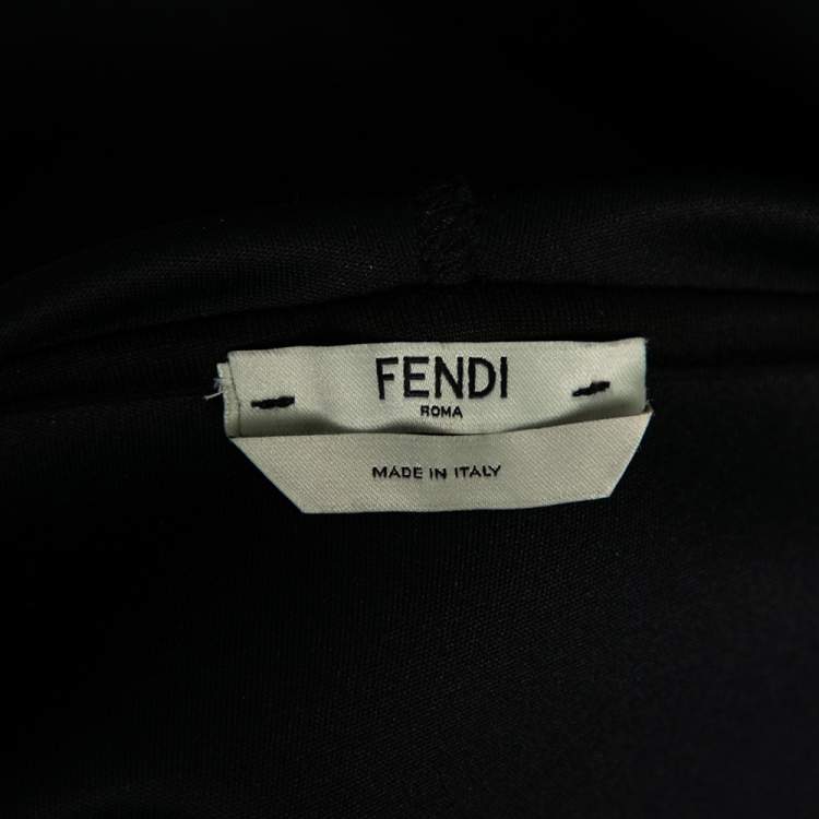 مملوكة مسبقًا Fendi Black Neoprene Reflective Logo Detailed Hoodie XXL