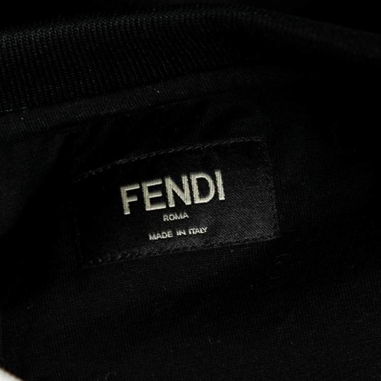 مملوكة مسبقًا Fendi White Knit Futuristic FF Motif Crew Neck Long Sleeve Sweatshirt L