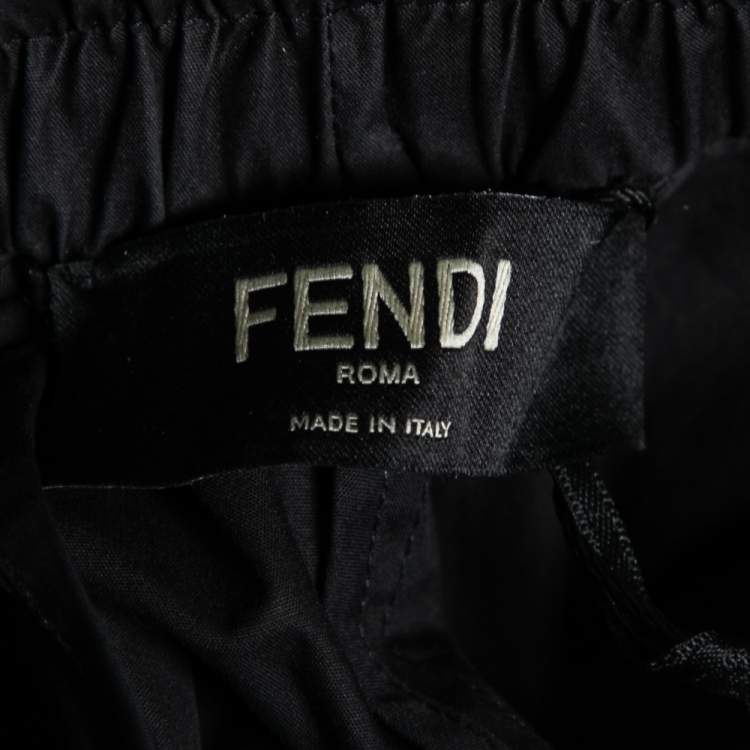 Pre Owned Fendi Black Synthetic Convertible Zipped Cargo Trousers M