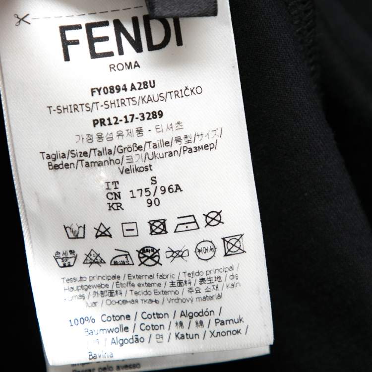 Pre Owned Fendi Black Cotton FF Logo Appliqued Slim Fit T-Shirt S