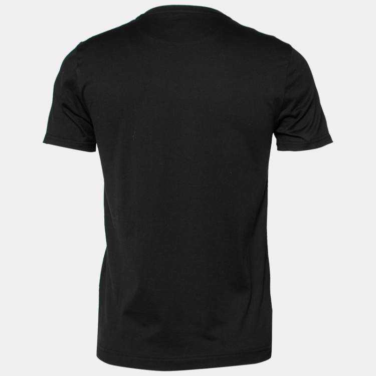Pre Owned Fendi Black Logo Printed Crew Neck Short Sleeve T-Shirt S