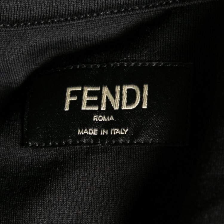 Pre Owned Fendi Black Logo Printed Crew Neck Short Sleeve T-Shirt S