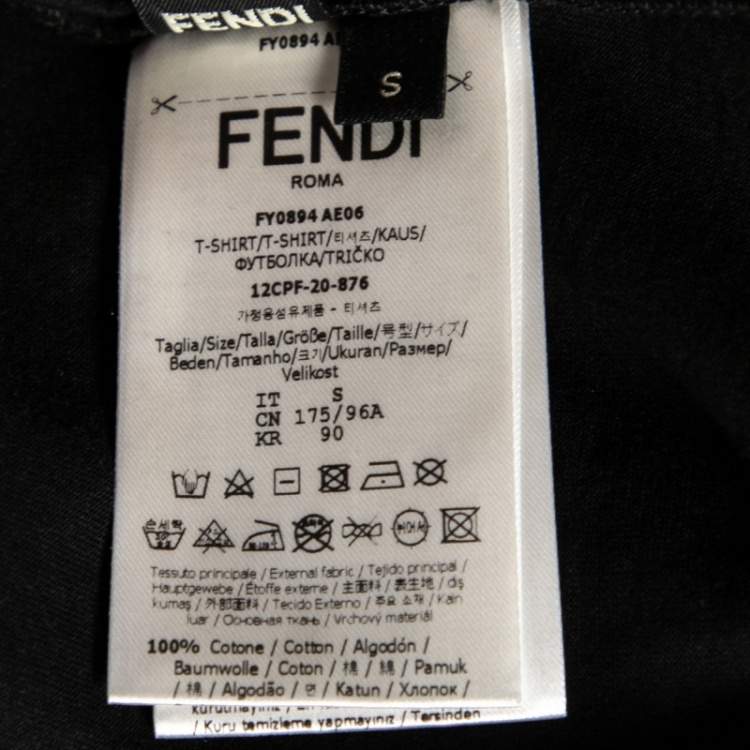 Pre Owned Fendi Black Logo Printed Crew Neck Short Sleeve T-Shirt S