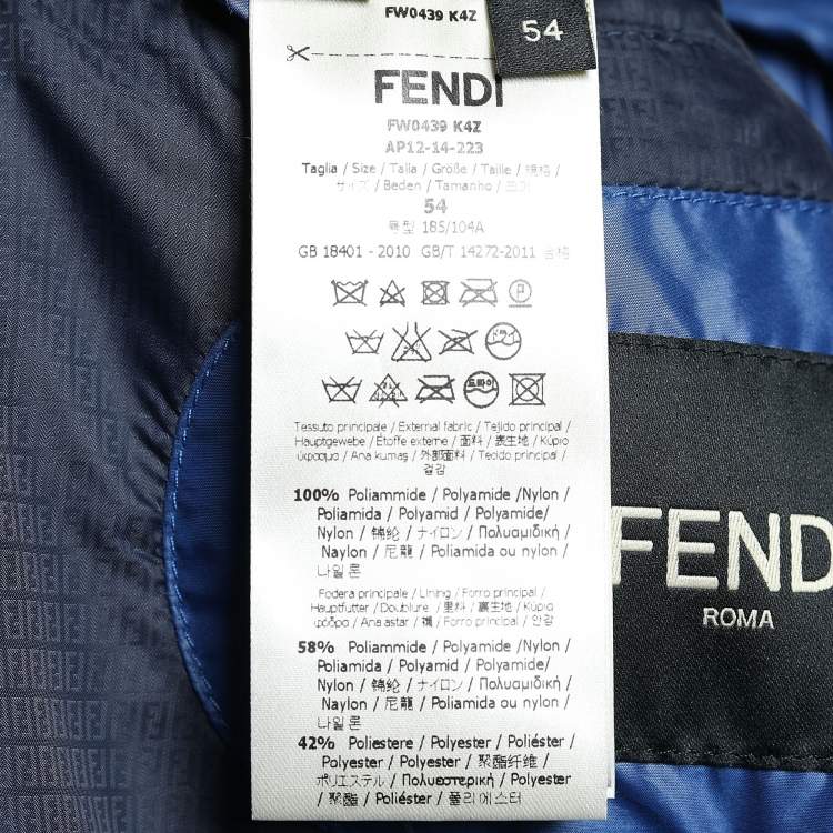 Pre Owned Fendi Navy Blue Synthetic Hooded Down Jacket XXL
