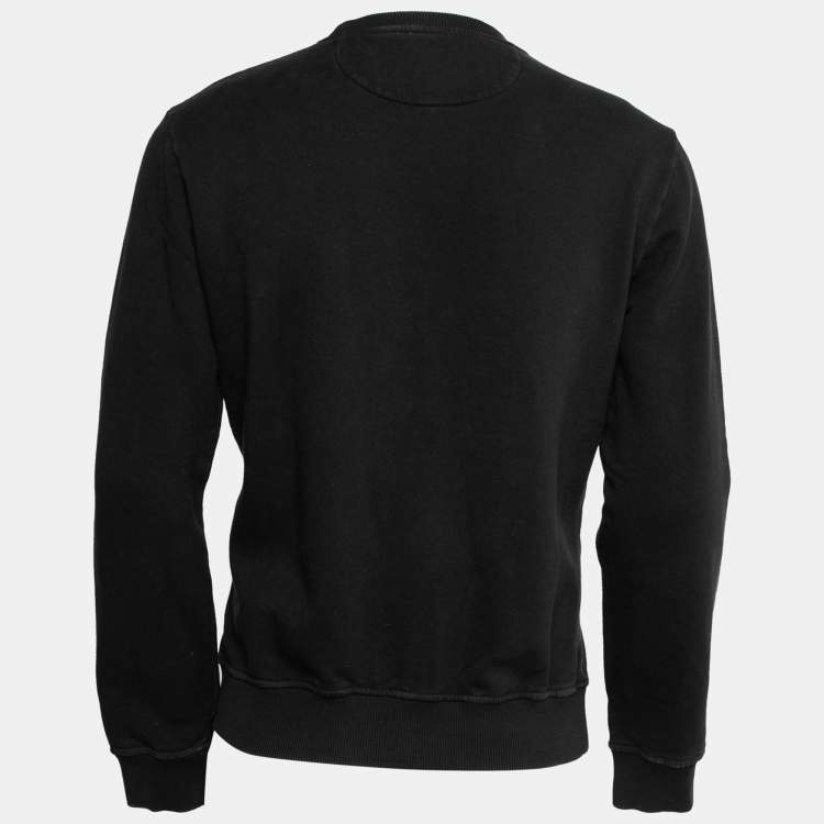 Pre Owned Fendi Black Cotton Monster Eye Embroidered Crewneck Sweatshirt M