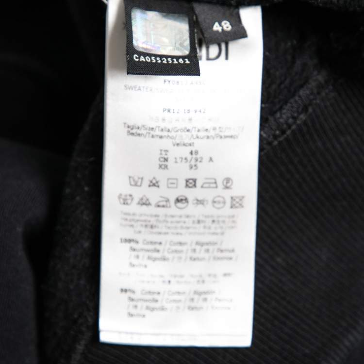 Pre Owned Fendi Black Cotton Monster Eye Embroidered Crewneck Sweatshirt M
