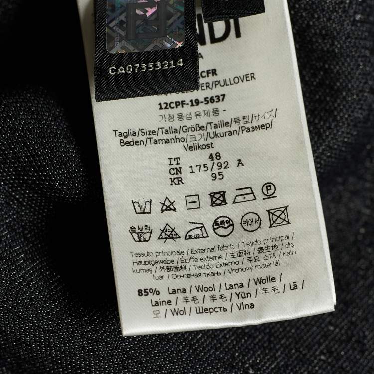مملوكة مسبقًا Fendi Black Wool Blend Zucca Degrade Crew Neck Jumper M