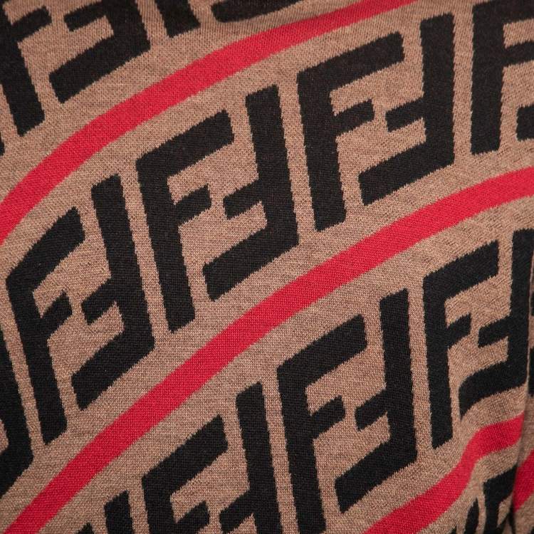 Pre Owned Fendi Brown Wool Forever Turtleneck Long Sleeve Sweater XL