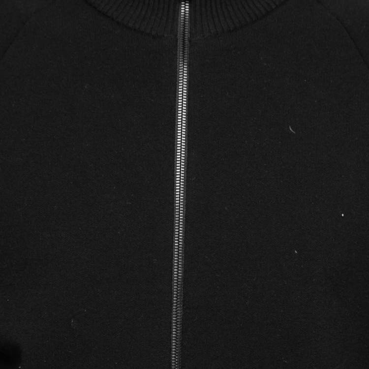 Pre Owned Fendi Black Wool Zucca Trimmed Long Sleeve Zip Front Jacket XXL