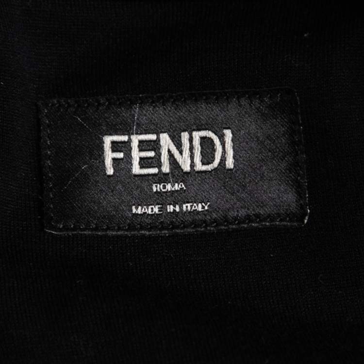 Pre Owned Fendi Black Cotton Logo Embroidered Short Sleeve T-Shirt M