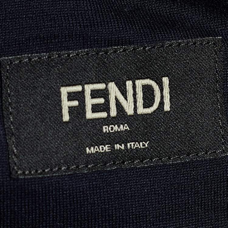 Pre Owned Fendi Blue Cotton Face Print T-Shirt L