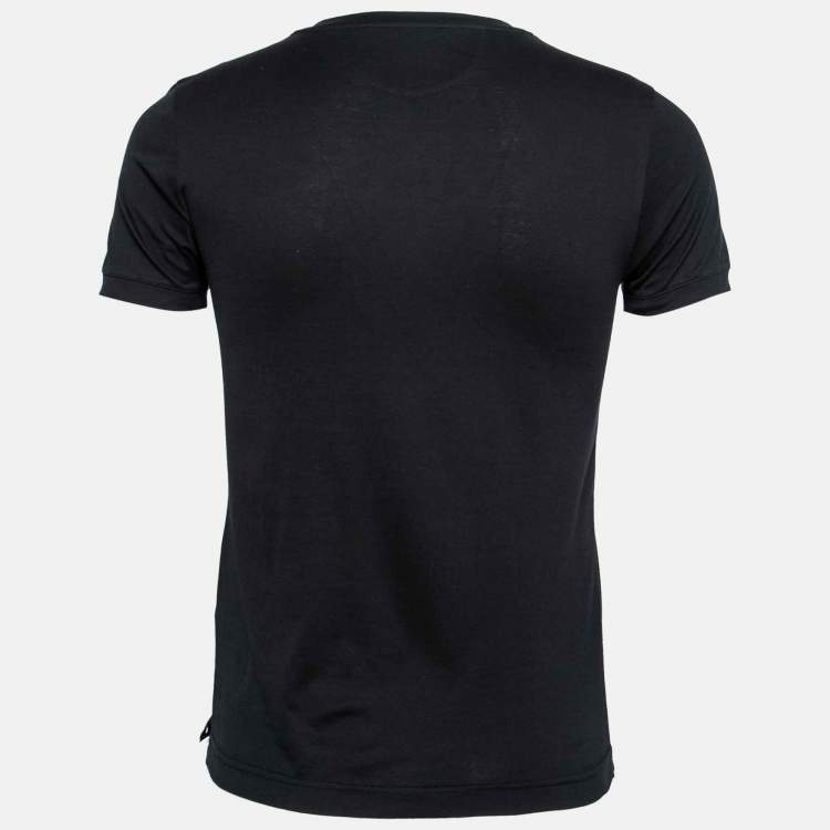 Pre Owned Fendi Black Cotton Monster Eye Patch Detail Crew Neck T-Shirt XS