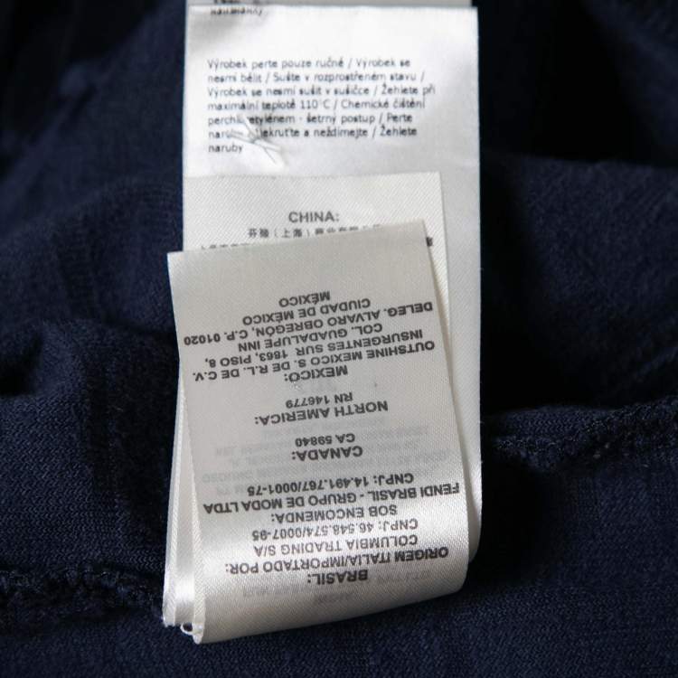 Pre Owned Fendi Blue Cotton Flocked FF Motif Short Sleeve T-Shirt XL