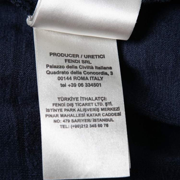 Pre Owned Fendi Blue Cotton Flocked FF Motif Short Sleeve T-Shirt XL